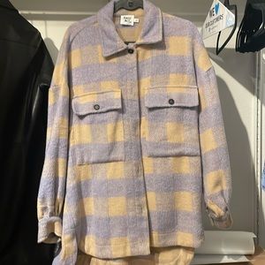 Princess Polly Cream Lavender Plaid Shacket